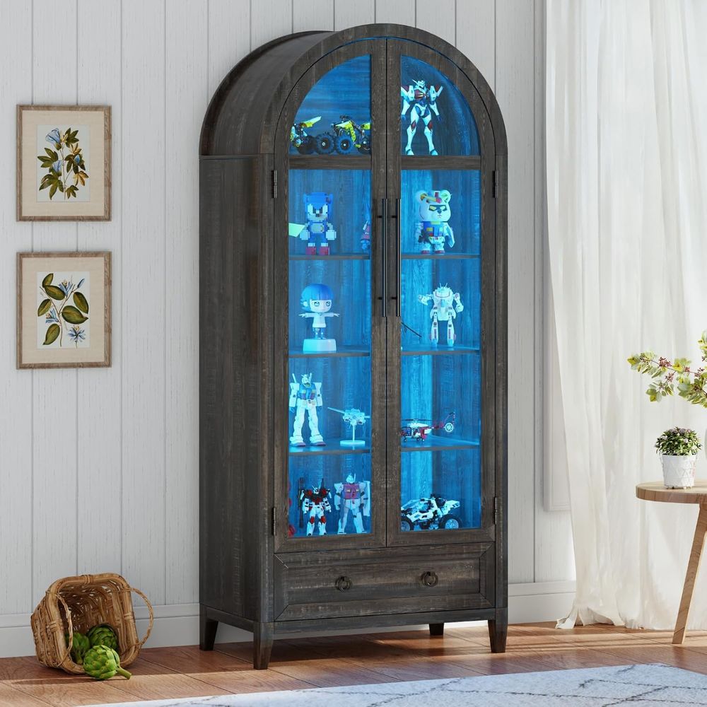 Glass Cabinet Display - Витрина из 73-дюймового арочного стекла с