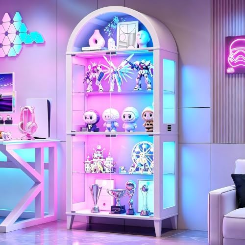 Glass Cabinet Display - Пятиуровневый арочный стеклянный шкаф-витрина с RGB-подсветкой