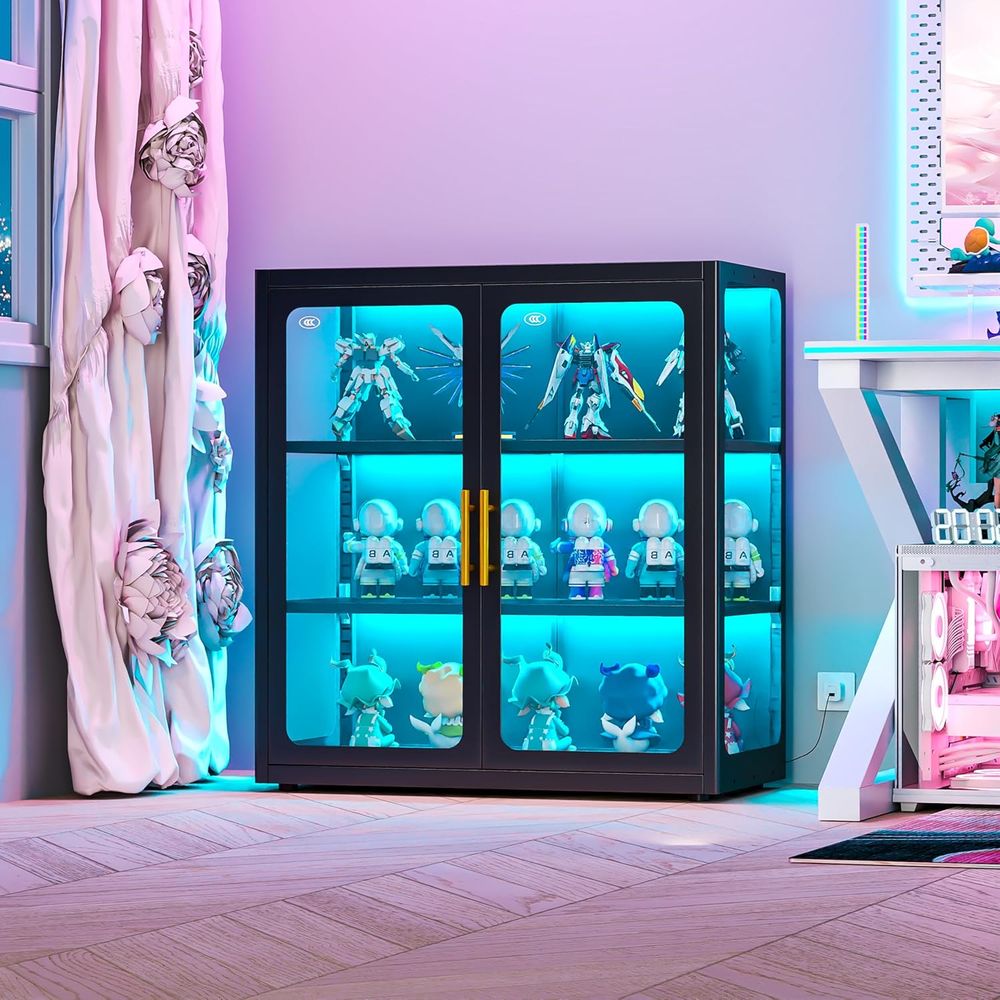 Glass Cabinet Display - Высокий стеклянный шкаф-витрина (34 дюйма) с