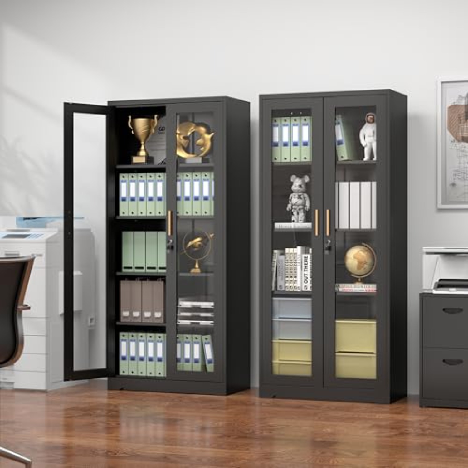 71-дюймовый черный металлическ – обзор и цена Glass Cabinet Display