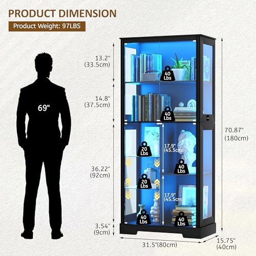 Стеклянная витрина 71 дюйм с R – обзор и цена Glass Cabinet Display