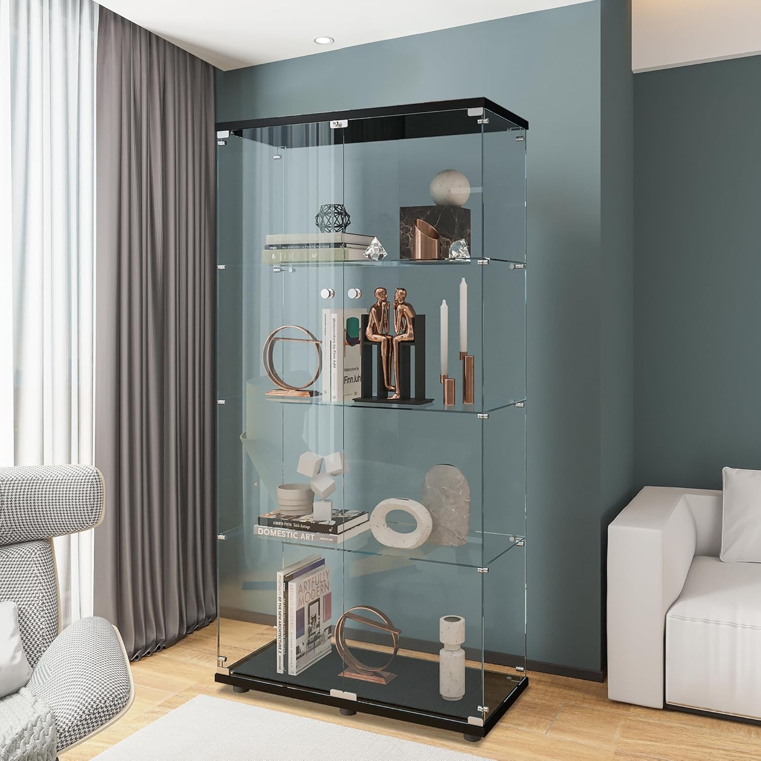 Стеклянная витрина с 4 полками – обзор и цена Glass Cabinet Display